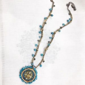 Turquoise enamel necklace